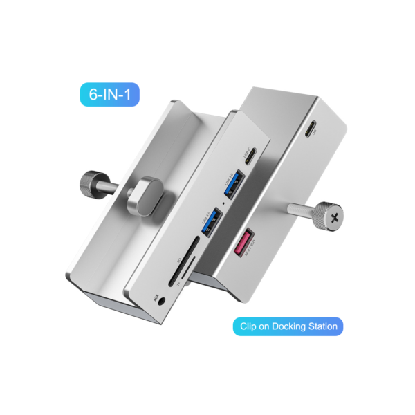 Hub USB 3.0 com fonte de alimentação, 6 portas Splitter Adapter, Clip-Type Multi Splitter, 5G High Speed Data Transmission para Laptop