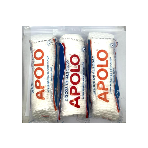 Discos de algodão apolo 35g kit c/3 unidades