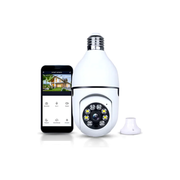 Câmera Ip Segurança Lâmpada Yoosee Panorâmica Wifi1080 Espiã Branco