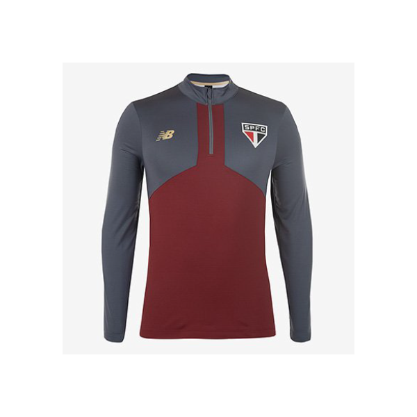 Blusa São Paulo 25/26 Treino New Balance Masculina - Cinza+Vermelho