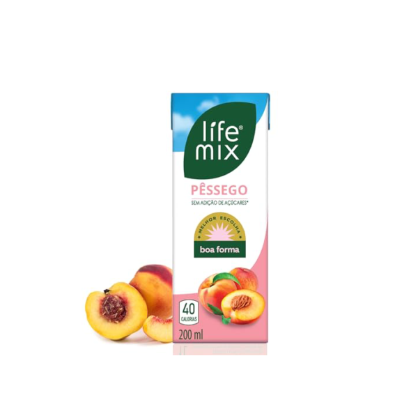 LIFE MIX - Suco de Pêssego Natural Baixa Caloria - Sem Adição de Açúcares, Sem Conservantes e Corantes, Vitaminas C e D, Cálcio, Fibras e Ácido Fólico - Vegano - 200ml