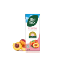 LIFE MIX - Suco de Pêssego Natural Baixa Caloria - Sem Adição de Açúcares, Sem Conservantes e Corantes, Vitaminas C e D, Cálcio, Fibras e Ácido Fólico - Vegano - 200ml
