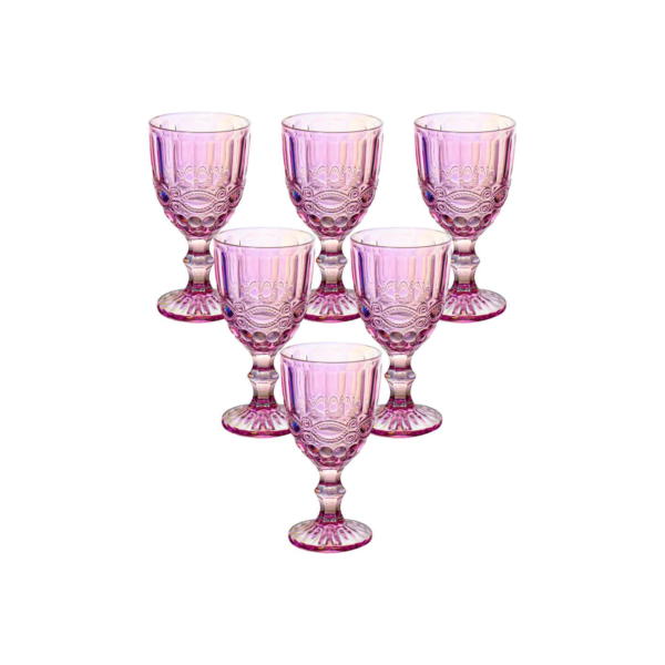 Jogo De Taças De Vidro Rosa Furta-cor Lace 330ml 6 Peças - Haus Concept Brinox