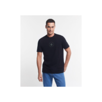 Camiseta em Meia Malha com Estampa de Lúpulo Preto
