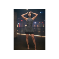 Vestido Curto Justo Com Strass E Sereia Para Festas