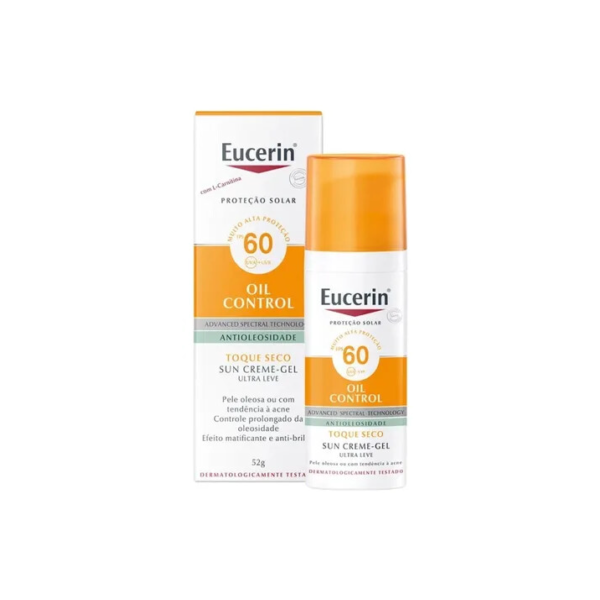 EUCERIN Protetor Solar Facial Oil Control FPS 60 50ml, Antioleosidade, Rosto, Proteção UVA, UVB e Luz Visível