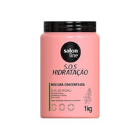 Salon Line, Máscara Capilar, SOS Hidratação, Óleo de Rícino, Vegana - Cabelos Todos os Tipos de Cabelos, 1 Kg