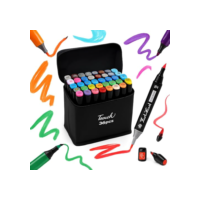 Kit 36 Cores Premium Canetas Marcadoras Pintar Pontas Duplas Canetinhas Touch Cores Vivas Fina e Pincel Desenhos Acompanha Estojo Organizador Profissional Secagem Rápida