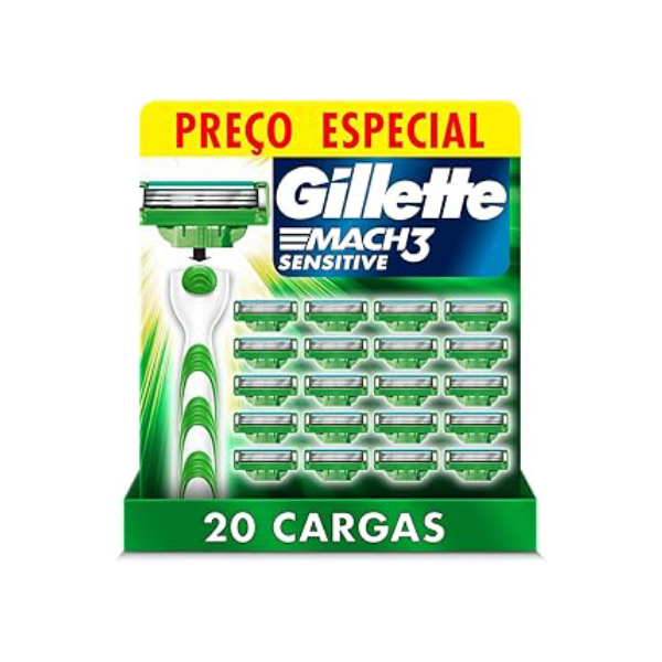 Gillette Mach3 Sensitive - Carga para Aparelho de Barbear, 20 unidades