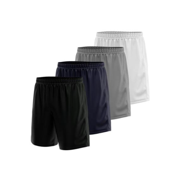 Kit 4 Calção Short Futebol Basquete Vôlei Bermuda Dry Treino Academia - Preto+Branco