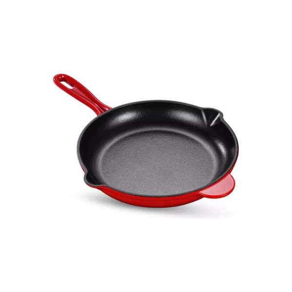 Frigideira De Ferro Fundido Cabo Esmaltada 27cm Cor Vermelho