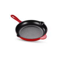 Frigideira De Ferro Fundido Cabo Esmaltada 27cm Cor Vermelho
