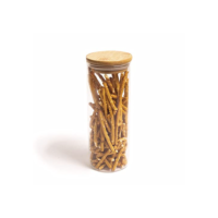 Oikos - Pote de Vidro 450ml com Tampa de Bambu Hermético Redondo Flat