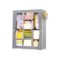 Guarda Roupa Portatil Simples Facil de Montar Armario Organizador de Roupas Desmontavel Não Ocupa Muito Espaço Dobravel Ideal Para Apartamentos (CINZA)