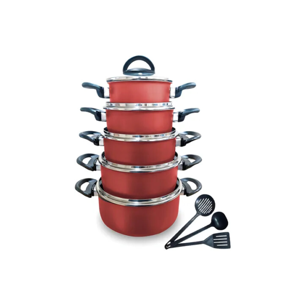 Jogo De Panelas Antiaderentes Antiaderente 05 Peças Cereja