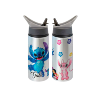 Garrafa Squeeze Desenho Lilo & Stitch Infantil Escolar Com Nome