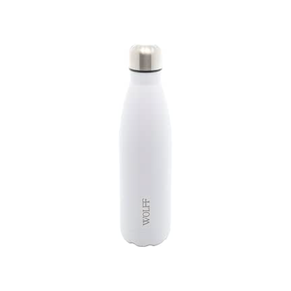 WOLFF - Garrafa Térmica de Aço Inox Branca com Parede Dupla - 500ml - Linha Ice