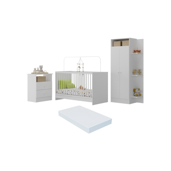 Jogo de Quarto Infantil com Colchão Incluso Trevalla Móveis Pom Pom