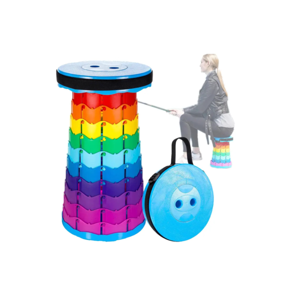 Banqueta Banco Retrátil Portátil com Alça Telescópica Banquinho Dobrável Ajustável Pesca Camping Caminhada
