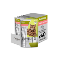 Pack Ração Úmida Optimum Sachê para Gatos Adultos Sabor Salmão 85g - 40 unidadaes