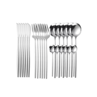 Kit 24 Peças Aço Inoxidável 416 Jogo De Talheres Prata FDA CE LFGB ROHS