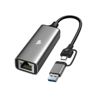 Adaptador USB 3 para Lan 2500 Mbps Conectores USB C E USB A, Cinza, 5+