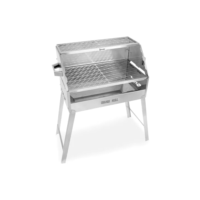 Churrasqueira Aço Inox 430 A Carvão Desmontável Nelore Grill 50x30 Churrasco Espetinho Grelha Descanso Suspensa Mecg cor prateado