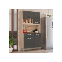Cozinha Compacta Demóbile Malta com 4 Portas e 1 Gaveta - 91 cm de Largura - Avena/Grafito