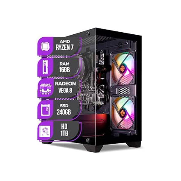 PC Gamer Mancer, Ryzen 7 5700G, Vega 8, 16GB DDR4, SSD 240GB, HD 1TB, Fonte 400W 80 Plus