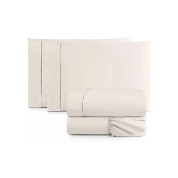 Jogo de Cama Casal King Size Percal 400 Fios Ponto Palito 04 Peças, Antiácaro, Não faz bolinha Toque Extra Macio (Palha)
