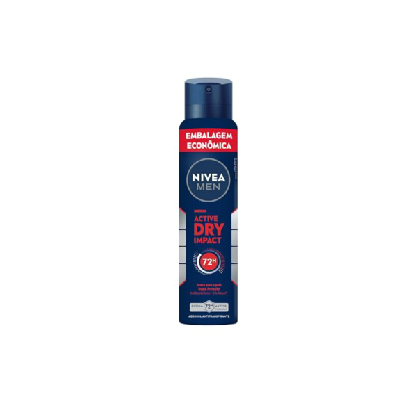 NIVEA MEN Desodorante Antitranspirante Aerossol Dry Impact 200ml - Alta proteção eficaz de 72 horas contra suor e mau odor, 2x mais ativos antitranspirantes e frescor o dia todo
