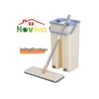 Noviva Mop plano com balde Mop giratório Esfregão de  limpeza Esfregão sem mãos