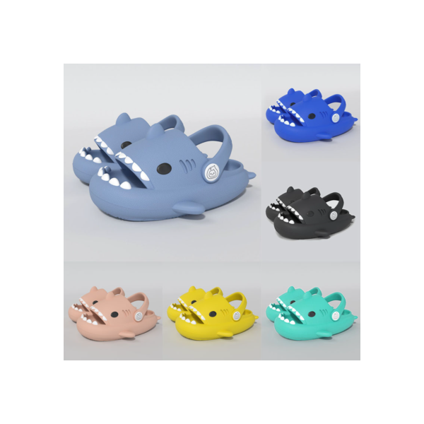 Sandálias de desenhos animados de tubarão para crianças, sola macia grossa, chinelos antiderrapantes para crianças, sapatos de bebê, meninos e meninas, verão