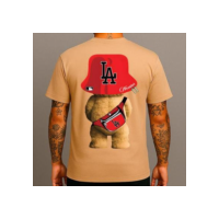 Camiseta Algodão Premium Estampada Frente e Costas Tej Red - Bege