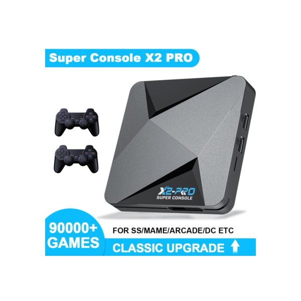 KINHANK Console Retro de Jogos Super Console X2 Pro com 90000 Videogames para PS1/DC/MAME/SS com Gamepad Kid Gift Game Box
