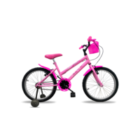 Bicicleta Aro 20 Infantil Feminina Com Cesta E Rodas Auxiliares Meninas