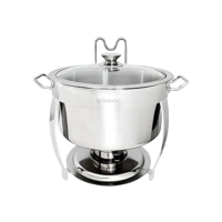 Rechaud Redondo Banho Maria 8 Litros Aço Inox Com Tampa De Vidro - Brinovar