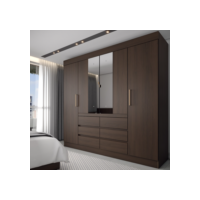 Guarda-Roupa Casal Honey 4 Portas 6 Gavetas com Espelho ébano - Panorama Móveis