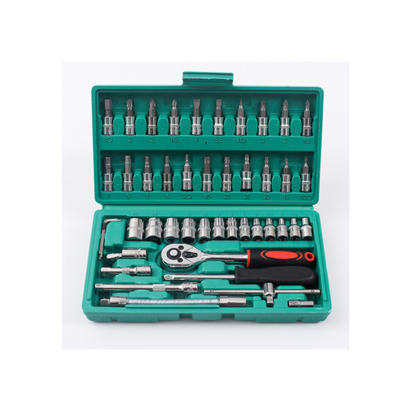 40 Peças / 46 Peças Jogo De Chave Catraca Caixa De Ferramentas Completa Reversível Soquetes Maleta