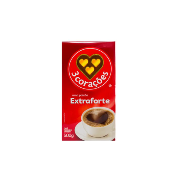 3 Corações Café Torrado e Moído Extra Forte, 500g vácuo