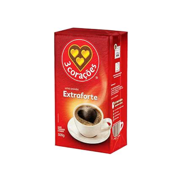 3 Corações Café Torrado e Moído Extra Forte, 500g vácuo