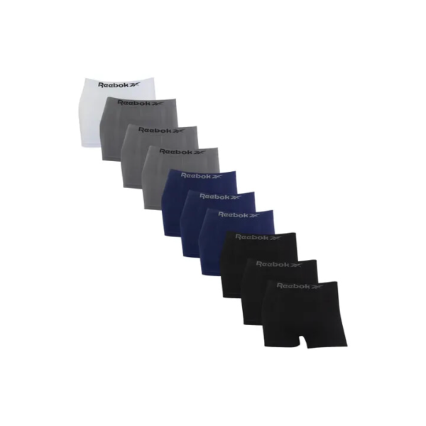 Kit 10 Cuecas Reebok Boxer Box Sem Costura Microfibra Adulto