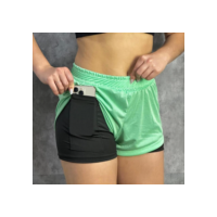 Shorts 2 em 1 Academia Feminino Duplo Com Bolso Interno Para Celular Casual