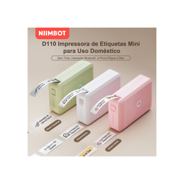 NIIMBOT D110 Impressora de Etiquetas Inteligente Térmica Bluetooth sem Tinta para iOS Android.