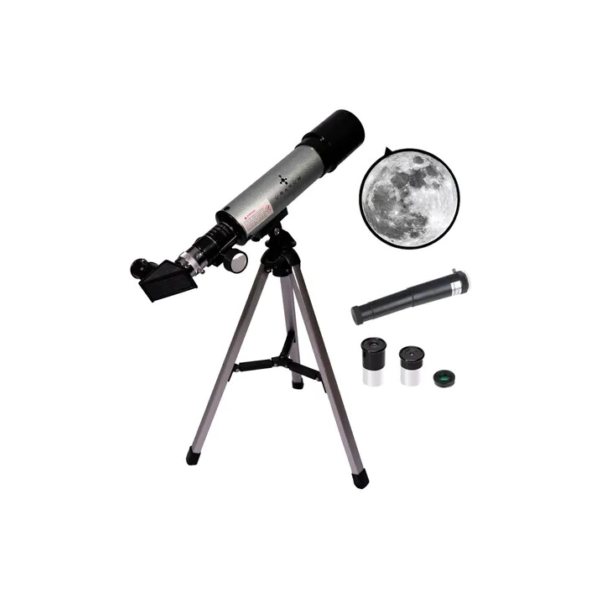 Uranum Venus 1 Telescopio Prateado Refractor 50mm