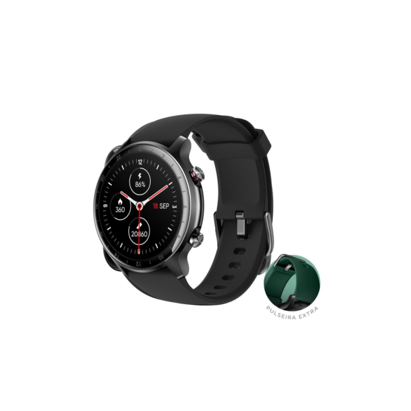 SmartWatch Husky Sports 700 GPS, Preto, Pulseira Extra Verde Escuro, Com GPS - HSPH001