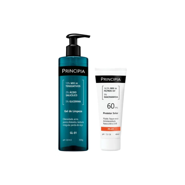 Principia Kit Gel De Limpeza GL-01 + Protetor Solar Facial PS-01 FPS 60