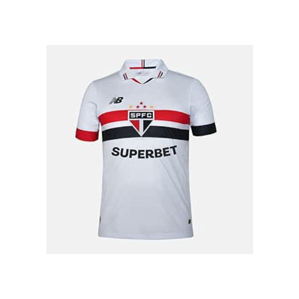 Camisa Masculina NB Home SPFC 2024 Jogador, Confecção Masculino, Branco/Vermelho/Preto, P