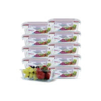 Kit 10 Potes Vidro Hermético com Tampa 370ml Cor Vermelho U4home