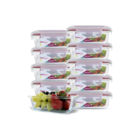 Kit 10 Potes Vidro Hermético com Tampa 370ml Cor Vermelho U4home